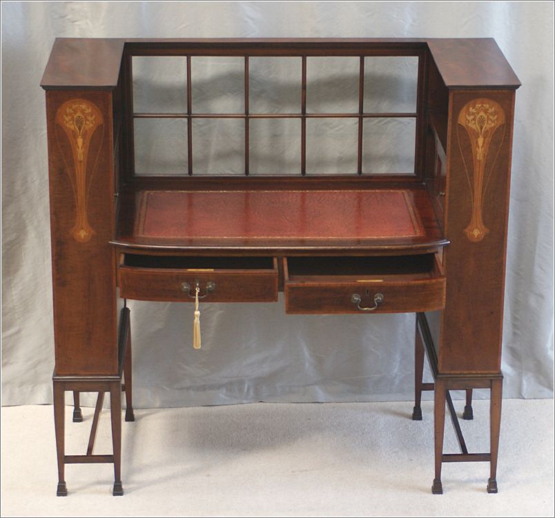 4008 Antique Inlaid Arts & Crafts Writing Desk (4)
